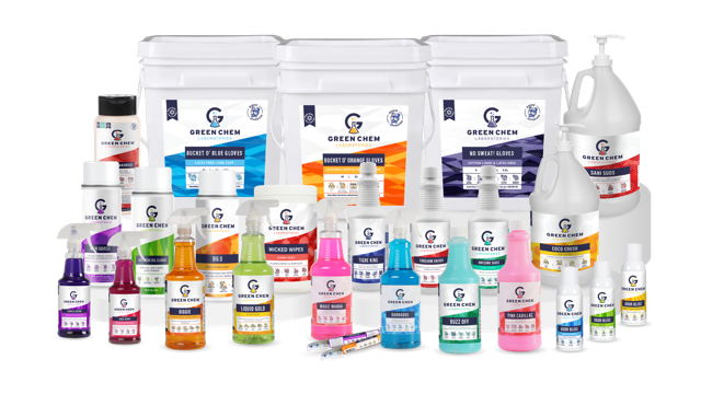 Assortment of Green Chem Laboratories cleaning products